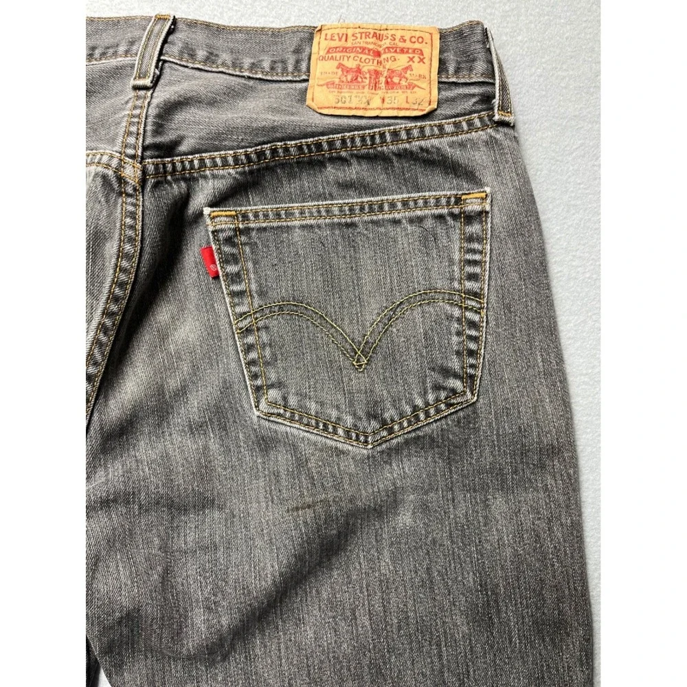 Levi's 501 W35 L34 (32x28) MEN Black Faded Denim Jeans Button Fly Y2K